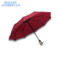 OEM Windproof Fiberglass 10 Ribs Tips Safety Automatic Open Close 3 Fold Janpenses Advertising Umbrella Promotional with Sleeve